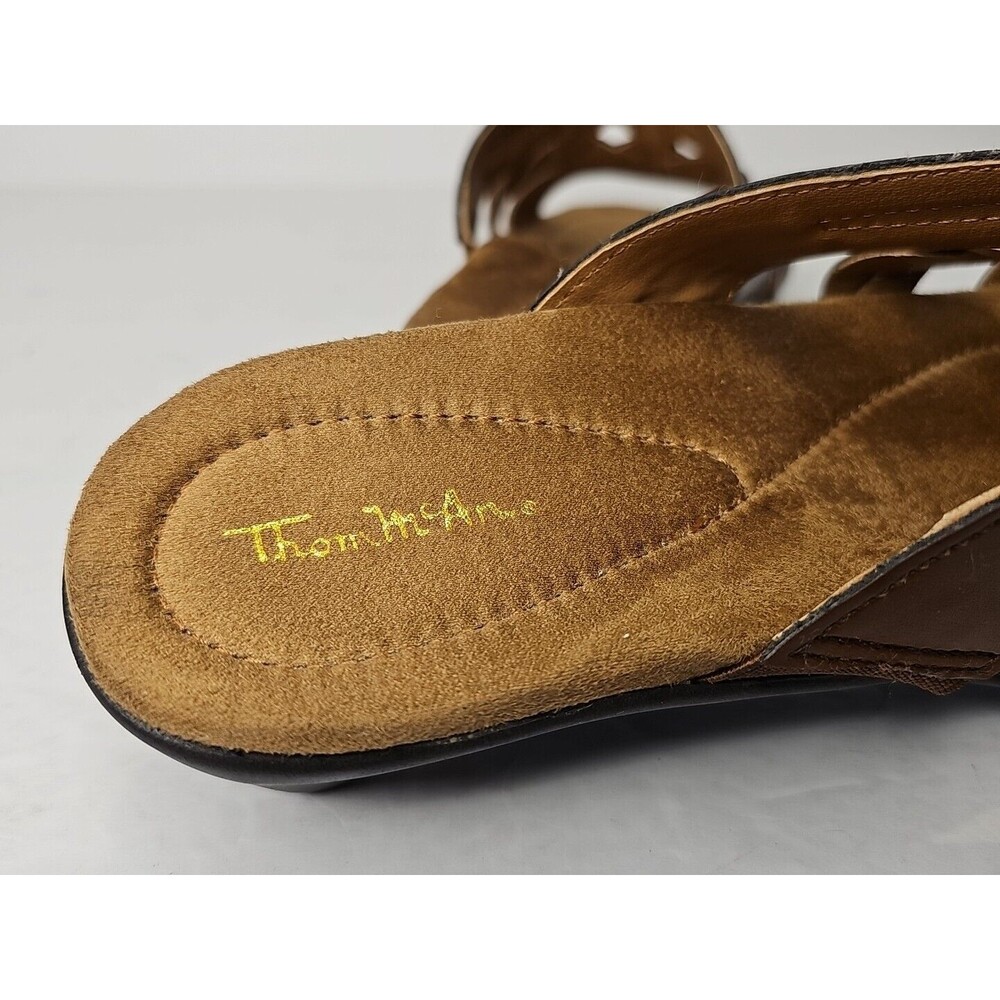 Thom McAn Willa Brown Leather Wedge Sandals Womens Slip On Size 8.5 M 50077 EUC - Picture 8 of 11